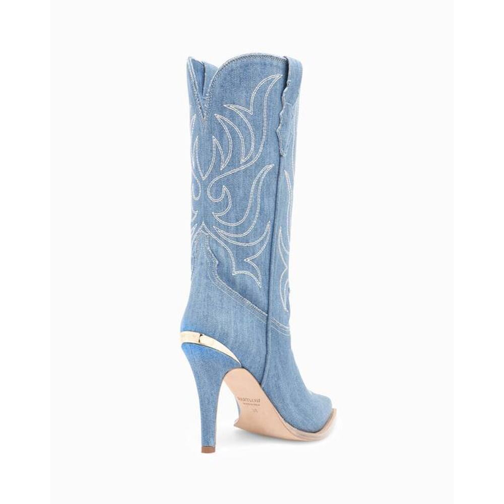 Partlow Cherie Western Heeled 95 MM Boots in Denim 38.5 - Picture 3 of 5